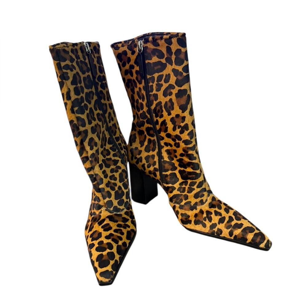 NWOT Schutz Raffaela Pointed Toe Hair Calf Leopard Booties – Sz 10B - Picture 7 of 10
